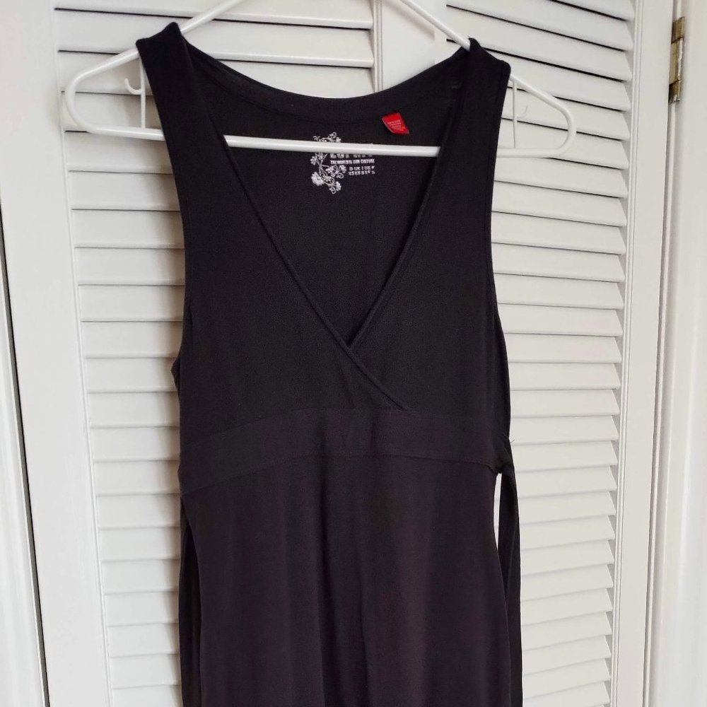 Esprit Black Cotton Sleeveless Dress with tie - Size XS